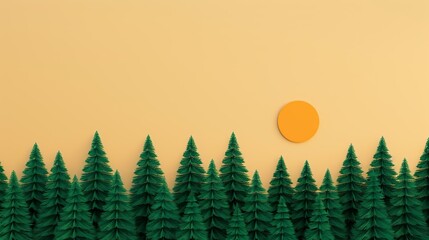 Wall Mural - Reforestation efforts shown by large-scale tree planting campaigns restoring forests and providing habitats for wildlife. Background Illustration, Bright color tones, , Minimalism,