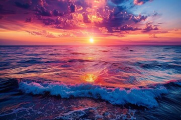 Wall Mural - serene sunset over ocean waves