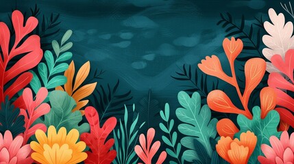 Wall Mural - Ocean acidification illustrated by the effects of increased CO2 on marine life emphasizing the need to address this hidden consequence of climate change Background Illustration, Bright color tones, ,