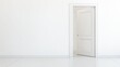 © Animatonica - White half-open door and empty white wall with copy space