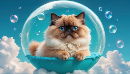 Poster - Cat In A Bubble.