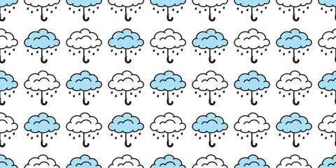 Wall Mural - umbrella seamless pattern cloud rain sky vector cartoon doodle gift wrapping paper tile background repeat wallpaper scarf isolated illustration