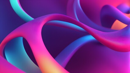 Wall Mural - Gradient colored intertwined 3D tubes on purple background