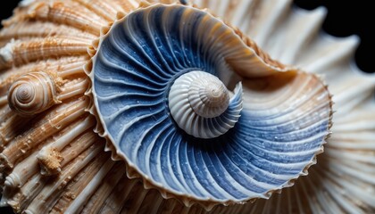 Poster - Blue and White Seashell Closeup.