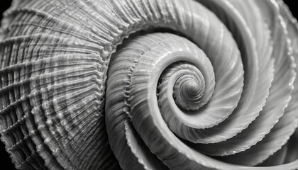 Poster - Seashell spiral in black and white.