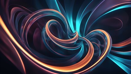 Wall Mural - Glowing Neon Spirals of Light in a Dark Background