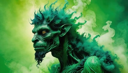 Poster - Green Monster in Smoke.