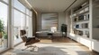 © Best - A modern home office features sleek lines, minimalist furniture, and a neutral palette highlighted by bold colors or metallic accents for a stylish ambiance.