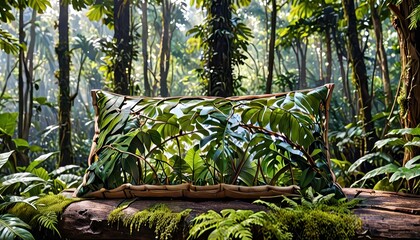 Poster - Tropical Pillow in Jungle Setting.