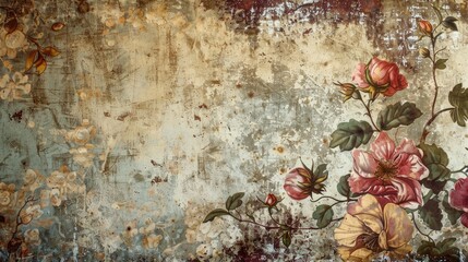 Canvas Print - Antique wallpaper design aged paper feel