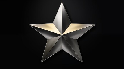 Poster - Close-up of a Five-Pointed Silver Metallic Star on a Dark Background