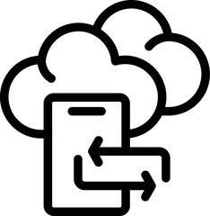 Wall Mural - simple design icon of a smartphone synchronizing with the cloud