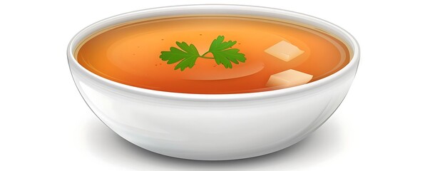 Wall Mural - Illustration of a Bowl of Soup with Parsley and Croutons