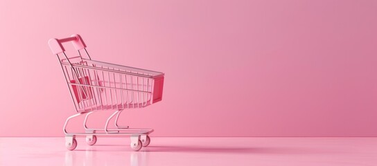 Canvas Print - Pink Shopping Cart on a Pink Background