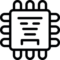 Sticker - Line art icon of a microchip representing the concept of computer hardware