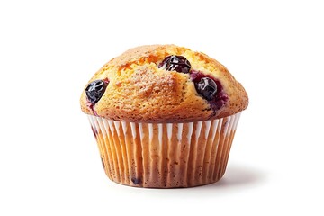 blueberry muffin isolated on white background food photography