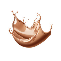 Splashing with brown wave isolated on white background V emblem shape transparent