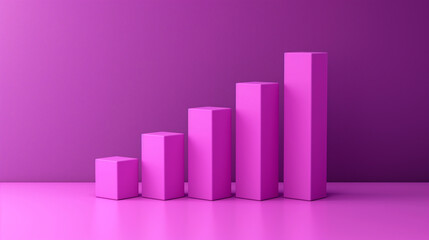 Leinwandbilder - 3d bar chart showing growth on purple background