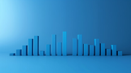 Poster - Blue abstract bar chart slowly increasing on blue background