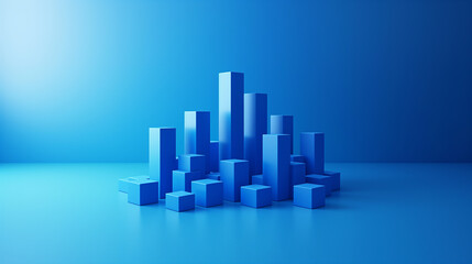 Aufkleber - Abstract blue cubes forming a cityscape on blue background
