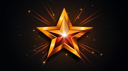 Poster - Shining Golden Star with Radiant Flare on Dark Background