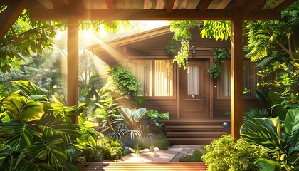 Canvas Print - house in the garden