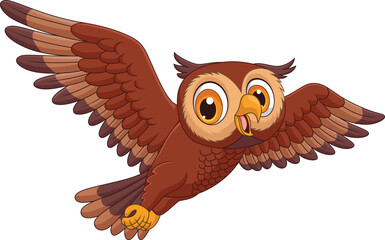 Sticker - Illustration of cartoon owl flying