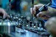 © Fitry - Close-up of a Hand Adjusting a Machine in a Factory