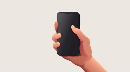 Wall Mural - Phone in hand. Hand holding smartphone. Realistic 3d design In cartoon style. Icon isolated on white background. Vector illustration