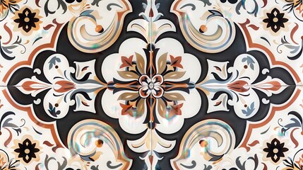  Intricate vintage floral pattern with earthy tones, perfect for backgrounds, textiles, and interior design decor.