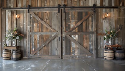 Poster - old wooden door in the house