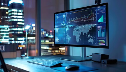 business process automation computer monitor from analytics to software in your own data style of data visualization Generative AI hyper realistic and natural colors