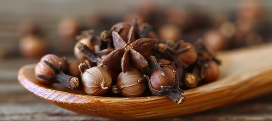 Wall Mural - Closeup clove spice. Cooking ingredient. Generative AI technology.	
