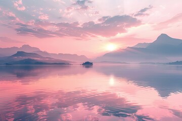 Sticker - Beautiful background, calm water surface, light pink color