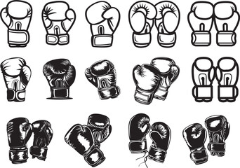 boxing glove icon linear and silhouette vector 