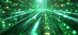 © Hero Design - Glowing green internet cable. Wireless online speed network. Generative AI technology.