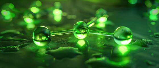 Eco-friendly hydrogen H2 molecule glowing green, symbolizing sustainable clean fuel for the future