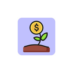 Wall Mural - Plant with dollar symbol line icon. Investment, profit, saving. Startup concept. Vector illustration can be used for topics like business, finance, banking