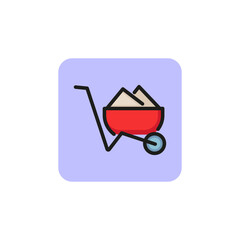 Sticker - Wheelbarrow with sand line icon. Mining, gardening, construction equipment. Construction concept. Vector illustration can be used for topics like building, agriculture, industry