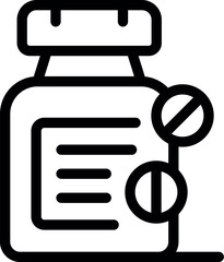 Canvas Print - Simple line art icon of a prescription pill bottle with dosage instructions, perfect for representing medical or pharmaceutical concepts