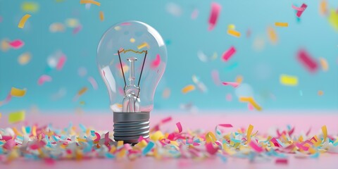 Wall Mural - colorful light bulb shards represent creative thinking and innovative business ideas. concept creati