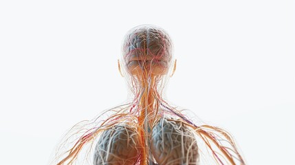 human anatomy, nervous system, brain and spine. medical illustration of the human body showing nerve