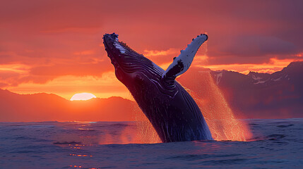 Wall Mural - whale jumping out of the sea