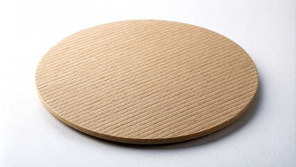 Wall Mural - Round Wooden Cutting Board Isolated On White Background. Kitchenware And Utensils Concept.