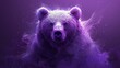 © Sonya - Close-up of bear face on purple background with smoke and water bubbles