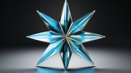 Poster - Elegant Blue Geometric Crystal Star