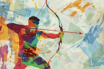 Wall Mural - Archer Aiming High Illustration color abstract background