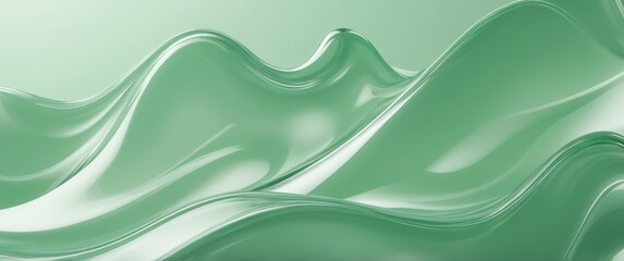 Poster - light green wavy 3D glass shape background