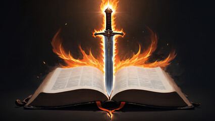 Sticker - fire Sword of the spirit and Holy book