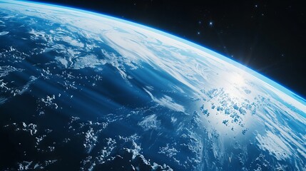 Wall Mural - background of earth from space with a blue sky and stars.